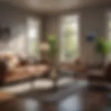 A well-staged living room with natural light