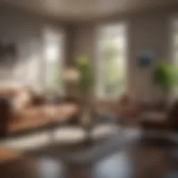 A well-staged living room with natural light