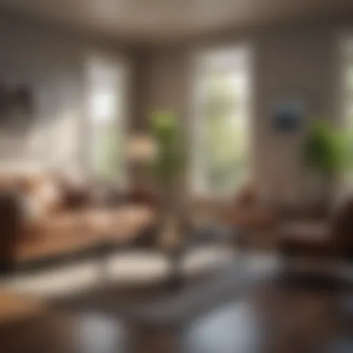 A well-staged living room with natural light