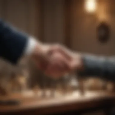 A handshake between a seller and a buyer