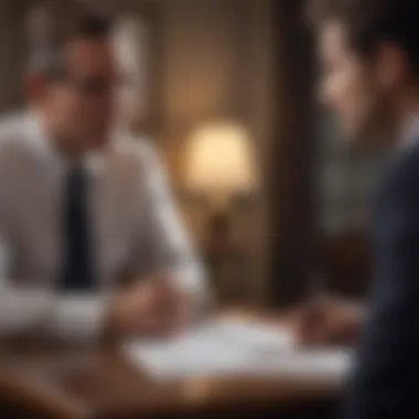 Investment Strategies Discussion A thoughtful financial advisor reviewing investment strategies with a client
