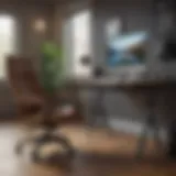 Modern workspace featuring a laptop and ergonomic chair