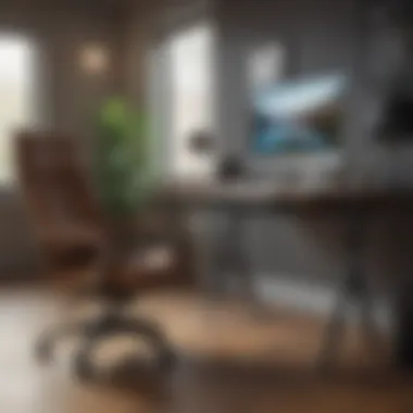 Modern workspace featuring a laptop and ergonomic chair