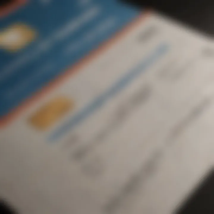 Close-up of a financial document with credit card details