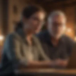 Couple discussing finances with a laptop