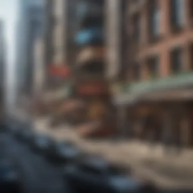 A depiction of income disparity in a bustling city