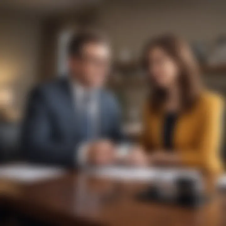 A financial planner reviewing real estate options with a first-time buyer, emphasizing strategic decision-making.