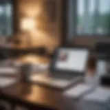 A modern workspace featuring a laptop, notepad, and coffee representing strategic planning.