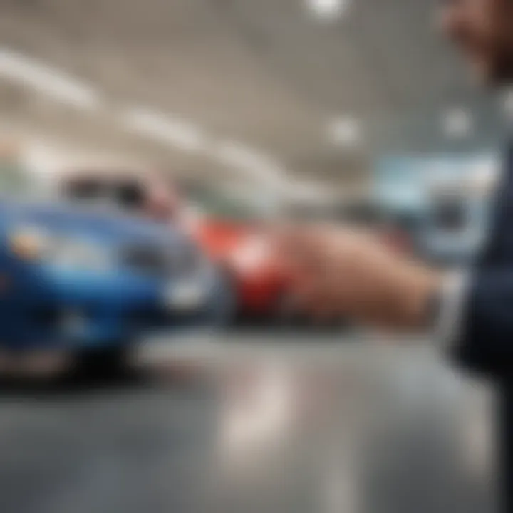 A close-up of a negotiation at a car dealership