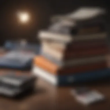 Essential Finance Reads A stack of finance books with a calculator and notepad