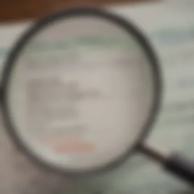 A close-up of a magnifying glass over a list of lenders