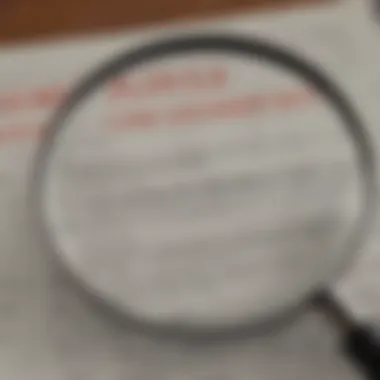 A magnifying glass focusing on a document, representing scrutiny of insurance practices