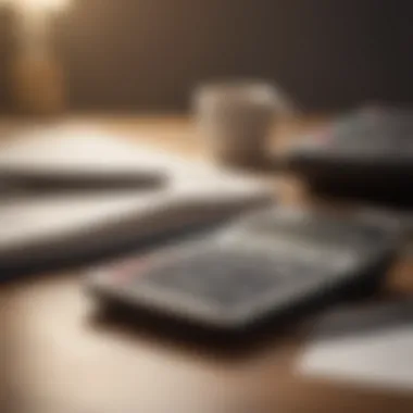 A calculator and a credit report on a desk