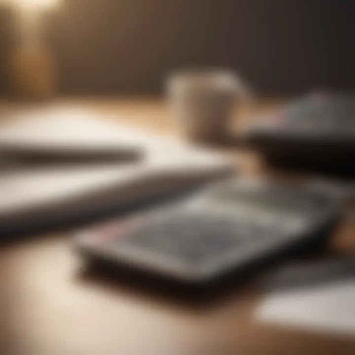 A calculator and a credit report on a desk