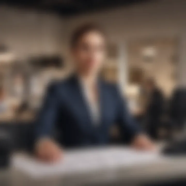 A person standing confidently at a desk showcasing flexibility in work environment