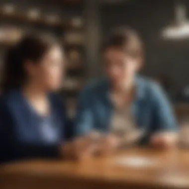 Parental Guidance on Youth Banking A parent discussing banking options with a minor