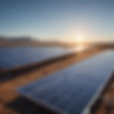 Harnessing Energy from the Sun Solar panels harnessing energy under a clear blue sky