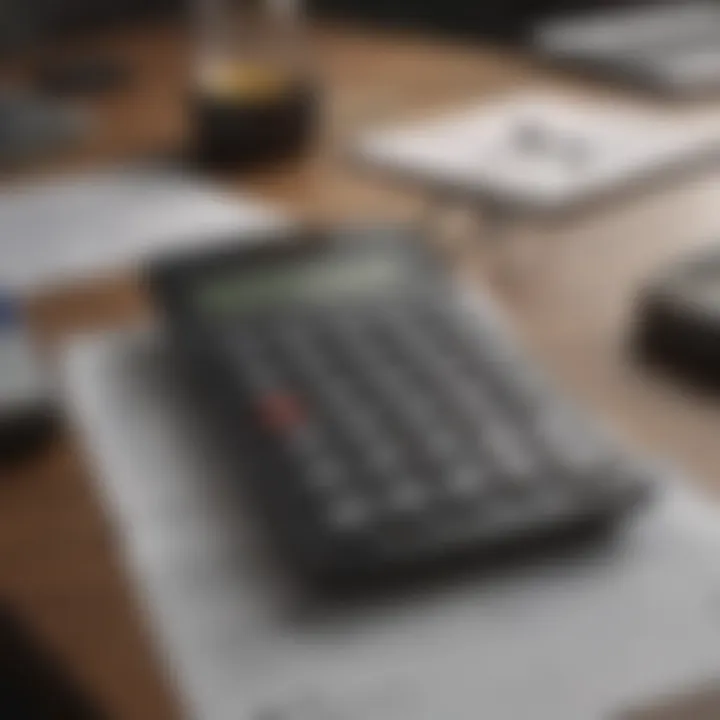 Calculator and charity brochures on a desk