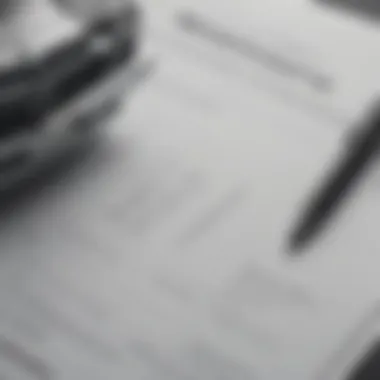 Detailed View of a Car Title A close-up of a car title document with a pen beside it